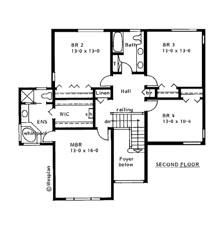 House Plan 99915 Second Level Plan