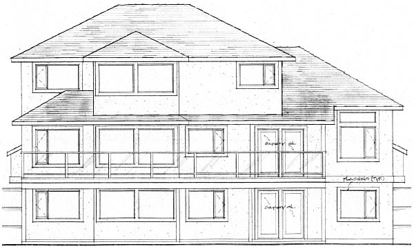 Southwest Rear Elevation of Plan 99916