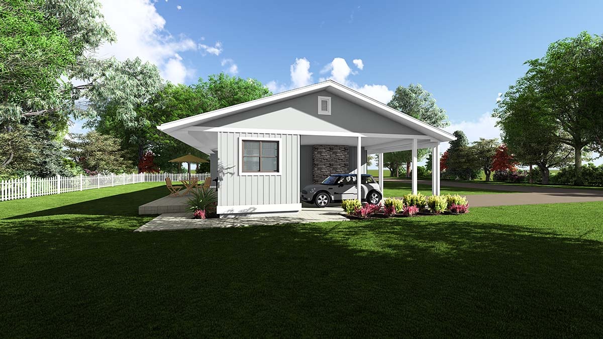 Bungalow, Country, Farmhouse, One-Story, Ranch Plan with 1273 Sq. Ft., 3 Bedrooms, 2 Bathrooms, 1 Car Garage Picture 3