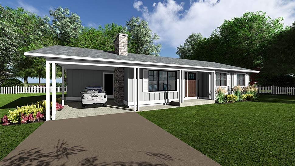 Bungalow, Country, Farmhouse, One-Story, Ranch Plan with 1273 Sq. Ft., 3 Bedrooms, 2 Bathrooms, 1 Car Garage Picture 5