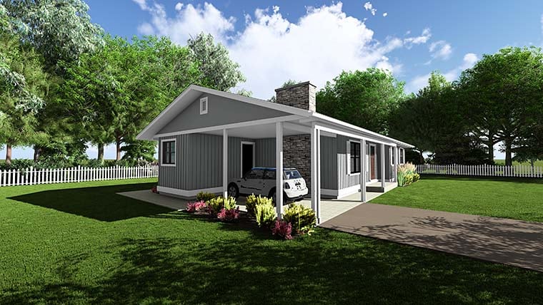 Bungalow, Country, Farmhouse, One-Story, Ranch Plan with 1273 Sq. Ft., 3 Bedrooms, 2 Bathrooms, 1 Car Garage Picture 6