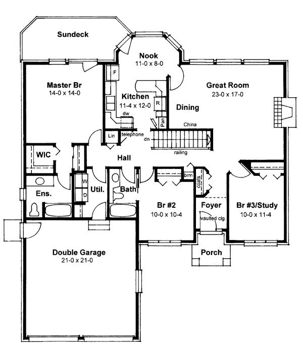 European One-Story Traditional Level One of Plan 99922