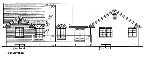 Cape Cod Country Southern Rear Elevation of Plan 99923