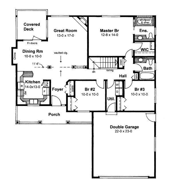 One-Story Ranch Level One of Plan 99930
