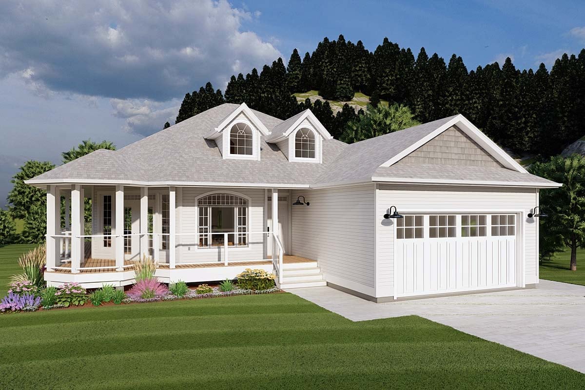 Plan with 1521 Sq. Ft., 3 Bedrooms, 2 Bathrooms, 2 Car Garage Elevation