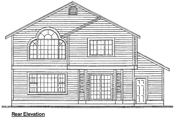 Traditional Rear Elevation of Plan 99949