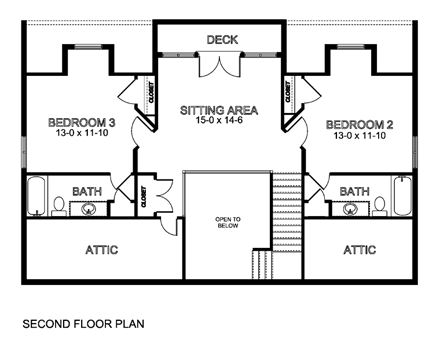 House Plan 99964 Second Level Plan