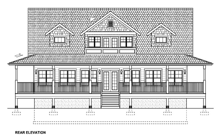 Country Rear Elevation of Plan 99964