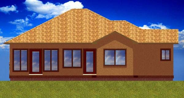 Ranch Rear Elevation of Plan 99968