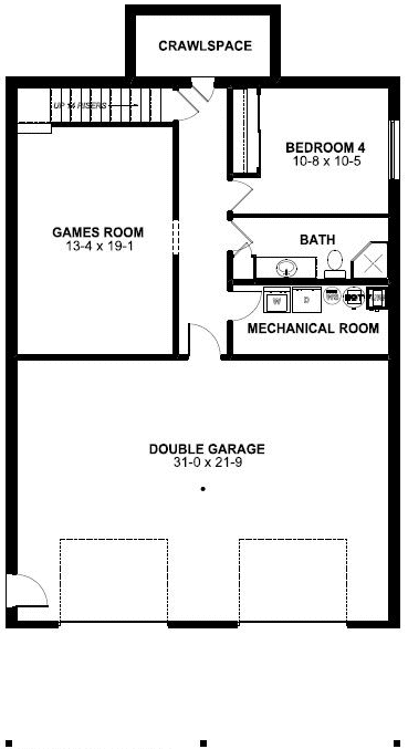 A-Frame Lower Level of Plan 99976