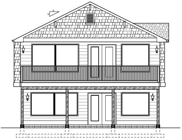 Ranch Rear Elevation of Plan 99979