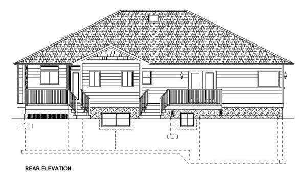 Craftsman Ranch Rear Elevation of Plan 99984