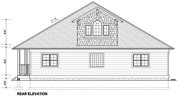 Traditional Rear Elevation of Plan 99990