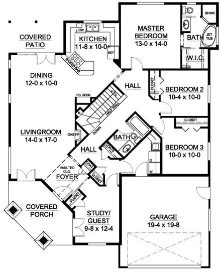 House Plan 99991 First Level Plan