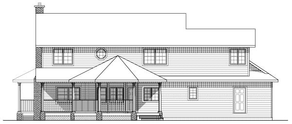 Colonial Rear Elevation of Plan 99999