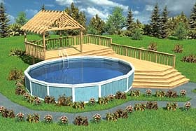 Luxury Split-Level Pool Deck With Trellis - Project Plan 90005