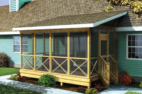 Screened Porch w/ Shed Roof - Plan 90012