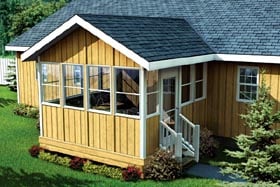 Three-Season Porch With Gable Roof - Project Plan 90034