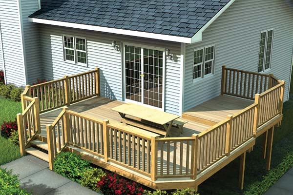 Multi-Level Deck w/ Angle Corners - Plan 90041